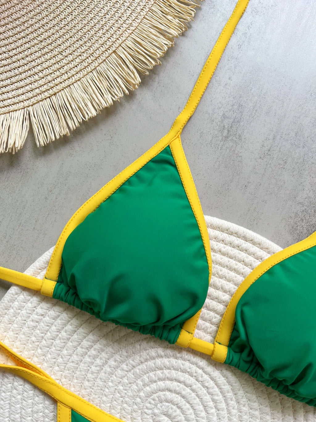 Brasil Flag Contrast Split Bikini Set
