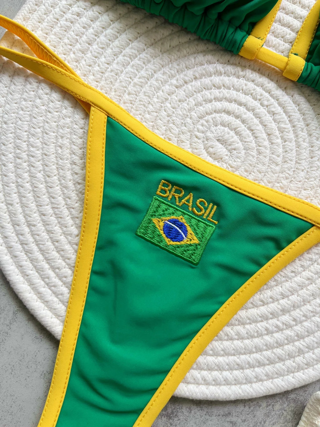 Brasil Flag Contrast Split Bikini Set