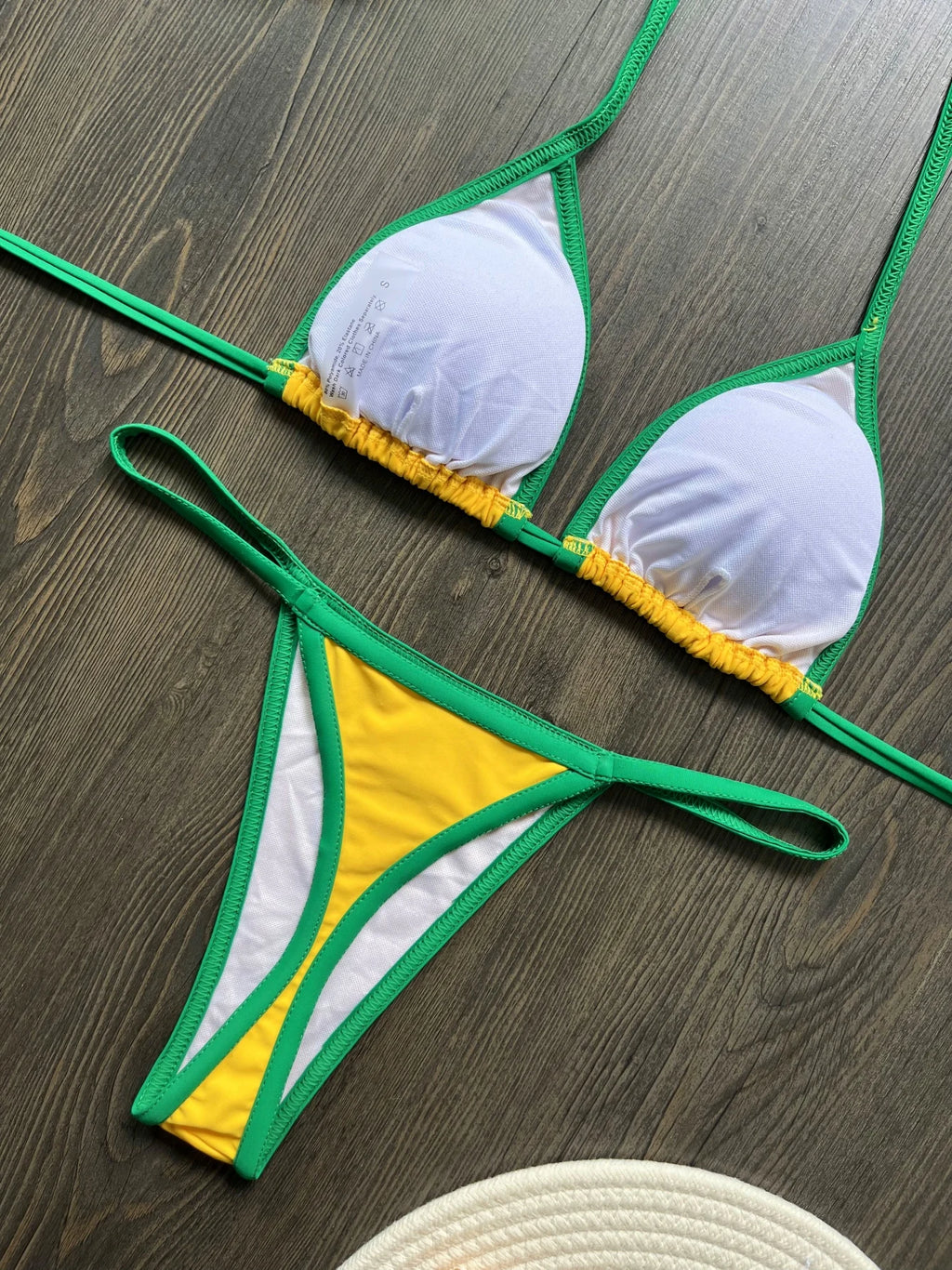 Brasil Flag Contrast Split Bikini Set