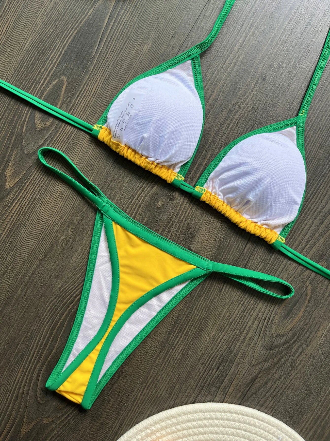 Brasil Flag Contrast Split Bikini Set