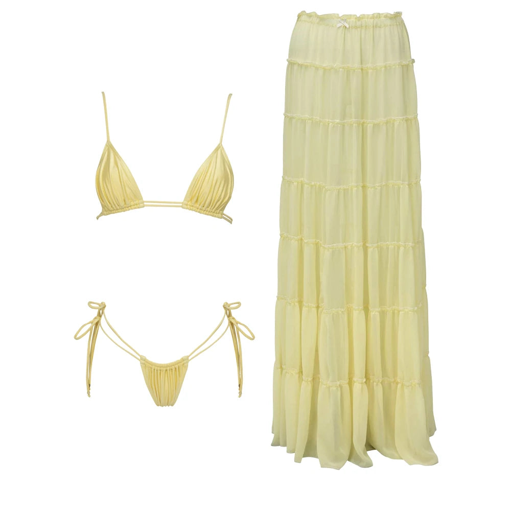 Skirt 3 Piece Bikini Set