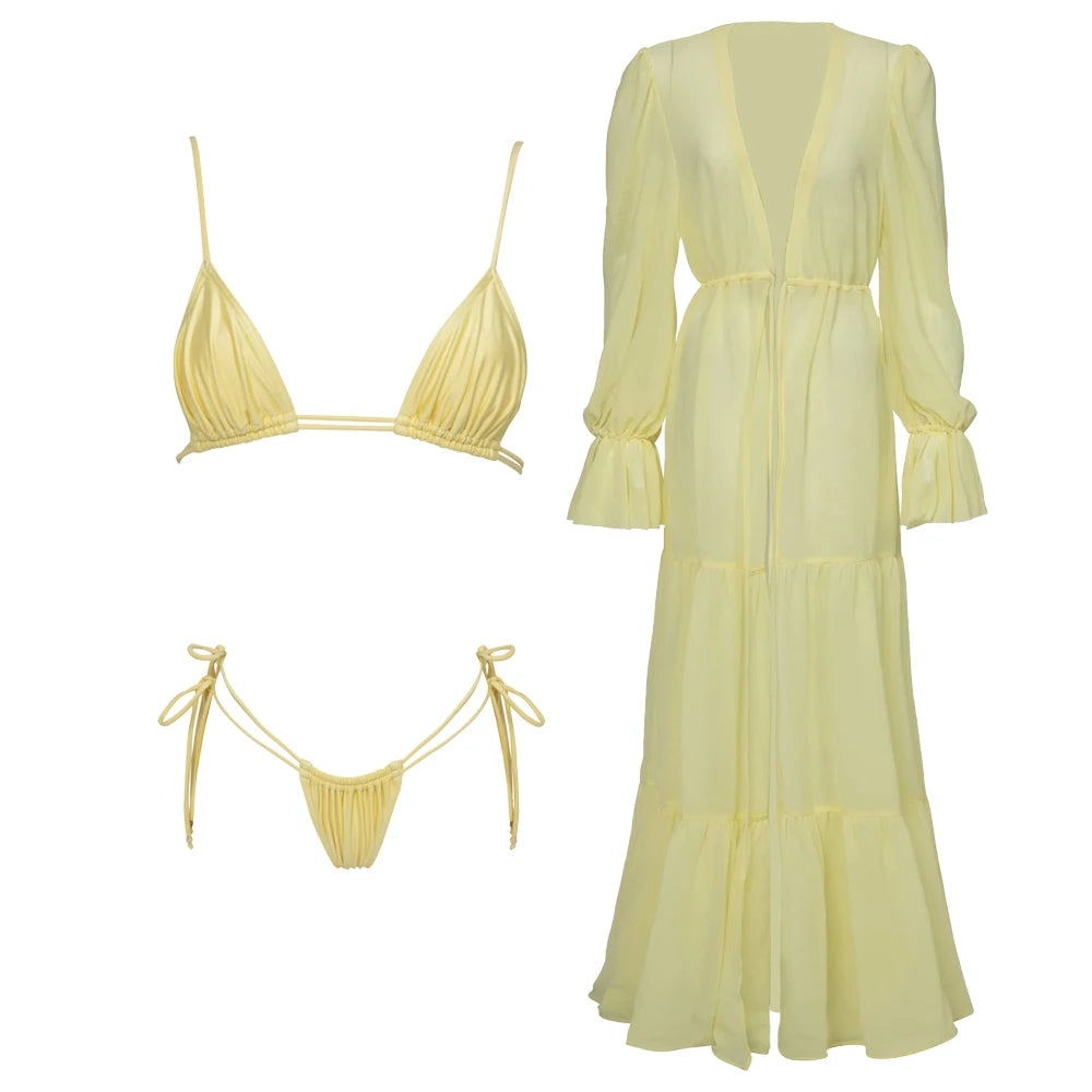 Skirt 3 Piece Bikini Set