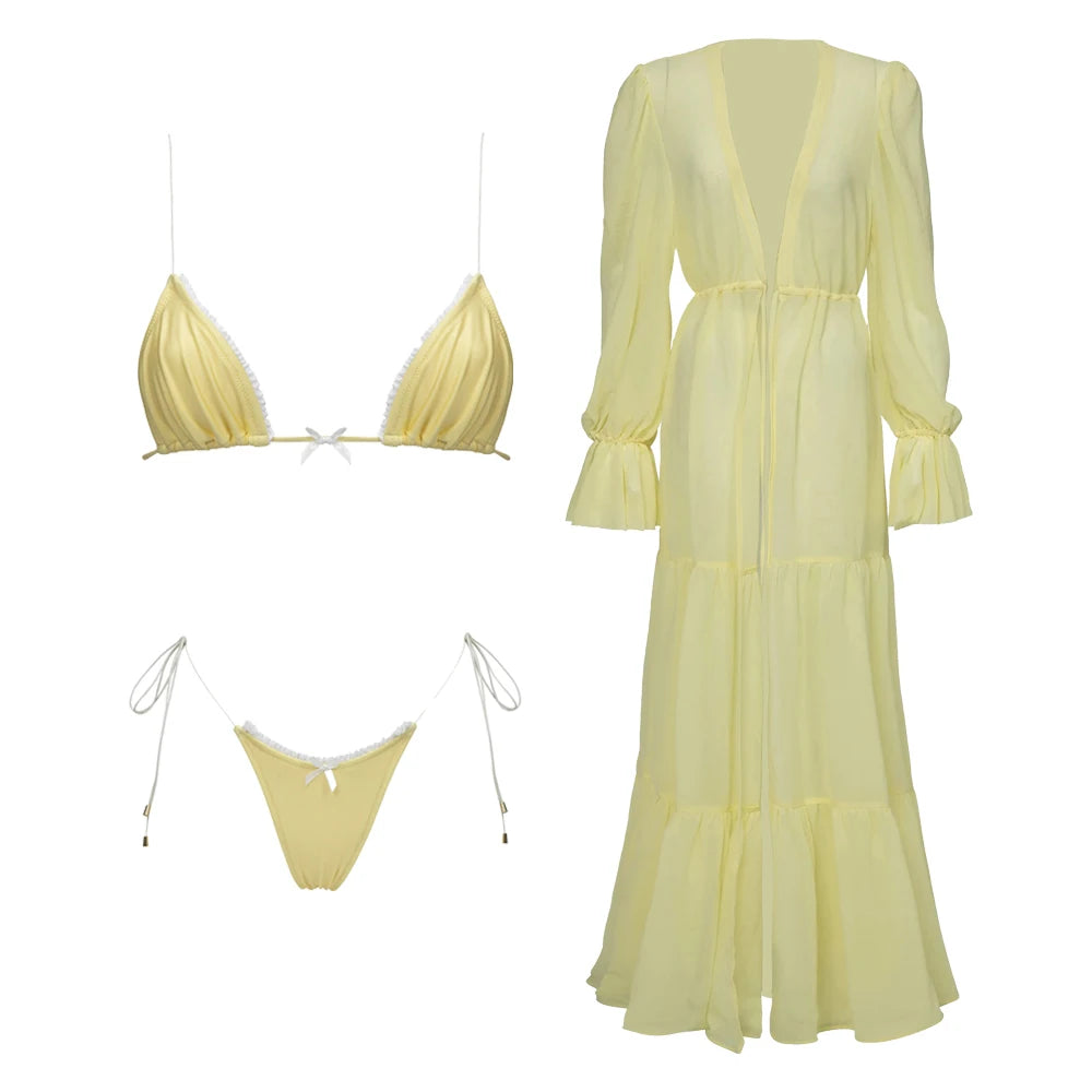 Skirt 3 Piece Bikini Set