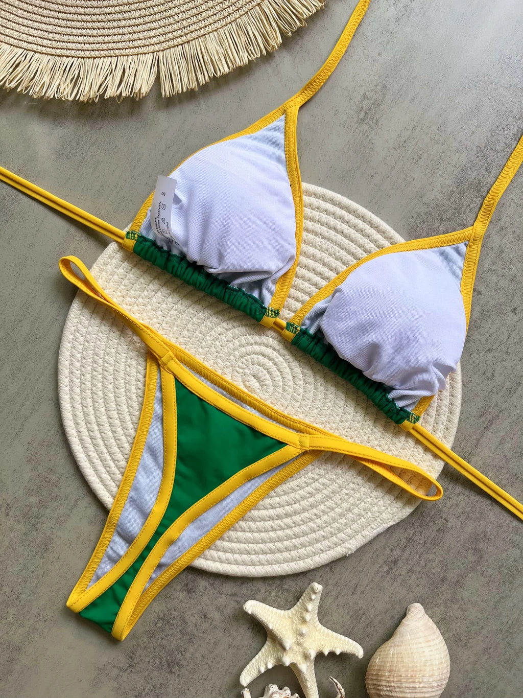 Brasil Flag Contrast Split Bikini Set