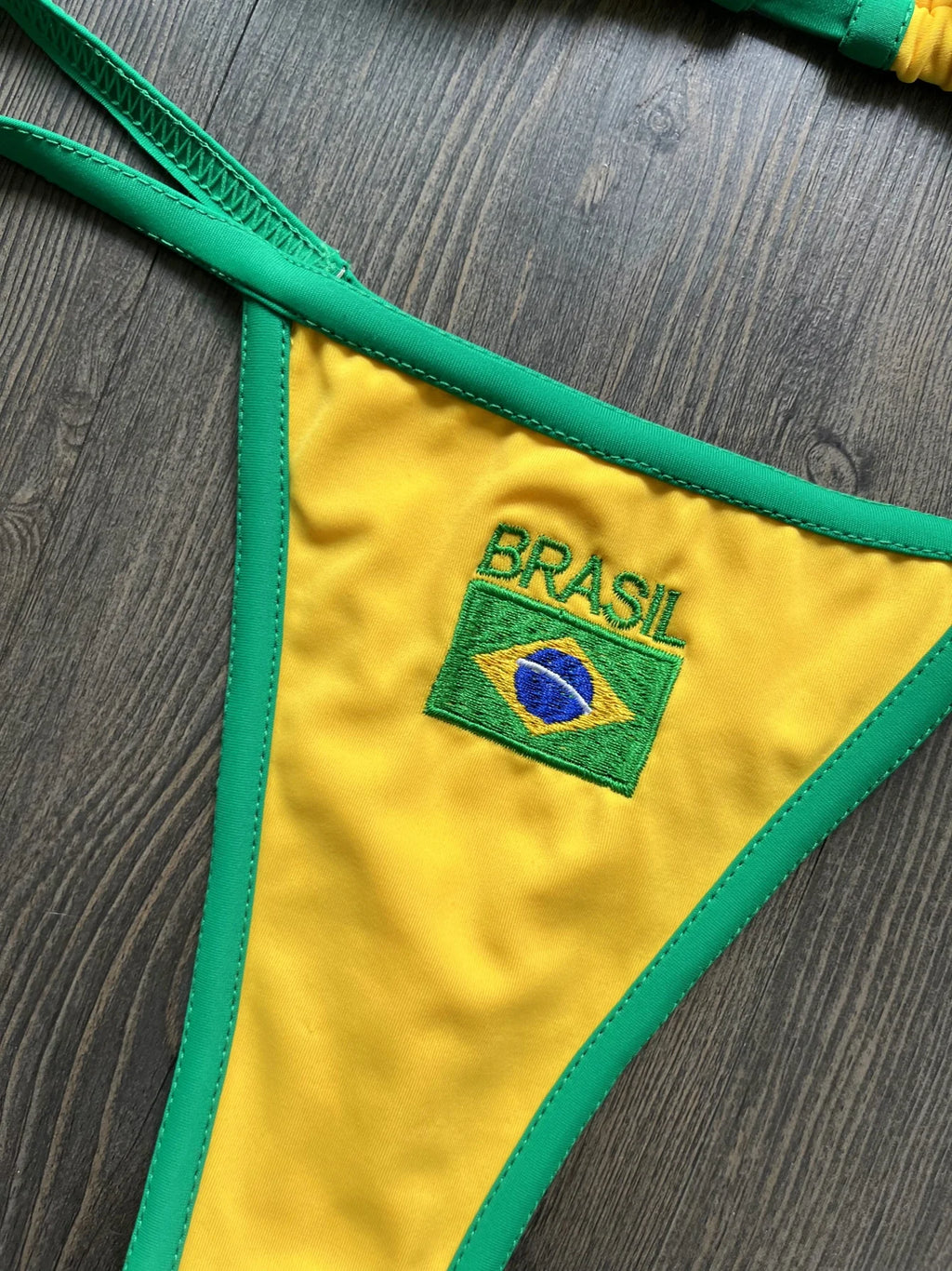 Brasil Flag Contrast Split Bikini Set